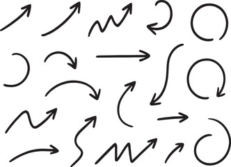 Expressive Arrow Grid Including Curved Lines, Circular Paths, and Visual Communication Marks