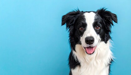 Fototapeta premium Dog portrait against vibrant blue