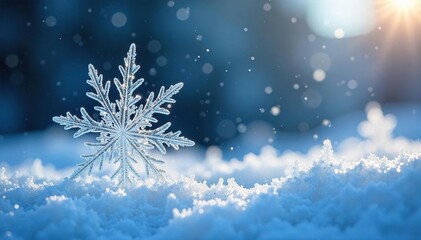 Mesmerizing Winter Scene Intricate Ice Crystals Falling from a Frozen Sky