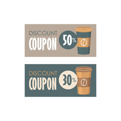 Coffee discount coupon design set