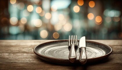 Stylish Menu Cover Featuring Delicious Dish, Cutlery, And Table Setting For A Tantalizing Dining Experience