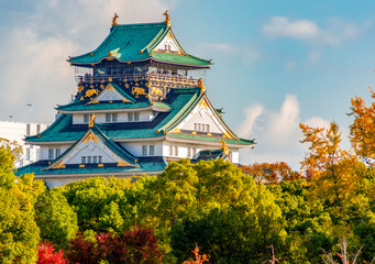 Osaka Castle in autumn, Japan