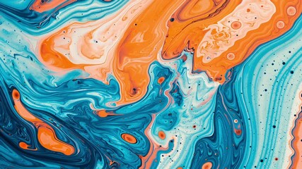 Colorful liquid paint mixing in motion, vibrant abstract acrylic fluid art texture with swirling marble pattern. - Powered by Adobe