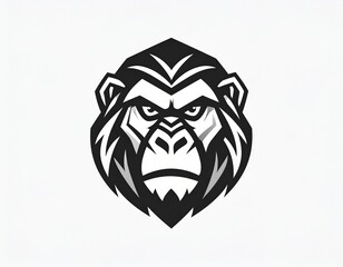 Obraz premium Simian Majesty: A commanding portrait of a gorilla, rendered in striking monochrome, captures the raw power and intelligent gaze of the primate species.