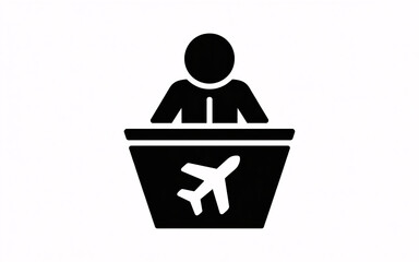Stylish airport check-in icon representing travel, vacations, and business trips for modern designs, applications, and promotional materials, easy to customize