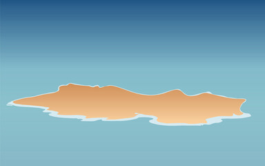 Island map silhouette vector floating in a calm blue ocean or sky. This abstract geographic design is ideal for travel branding, ecology projects, global business concepts, and environmental