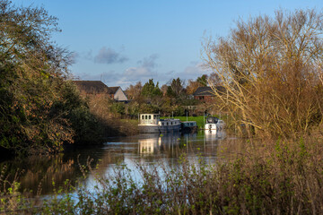 Obraz premium River Avon boats Bidford on Avon Warwickshire England UK