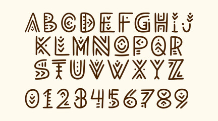 Tribal letter. hand drawn ethnic fonts