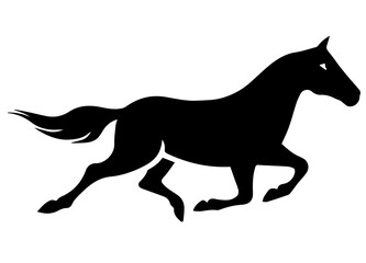 Horse Vector silhouette, Vector illustration of a wild horse running, isolated on a white background.