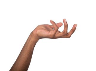 Hand gently curved with palm up and fingers relaxed, elegant gesture of offering or presenting