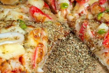 Hot Seafood Pizza Fresh from the Oven – Macro Shot
