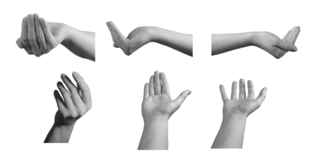 Hand open in offering gesture, palm curved in cupped position as if giving or receiving, symbol of