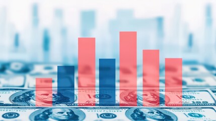A financial graph overlaid on dollar bills, representing economic trends and analysis in a modern, digital context.