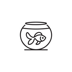 Goldfish in a Fishbowl Line Art Icon