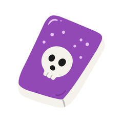 Spooky Purple Magic Spell Book with White Skull Icon
