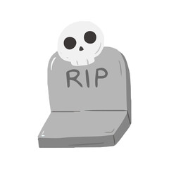 Halloween Tombstone Gravestone with Skull and RIP Text