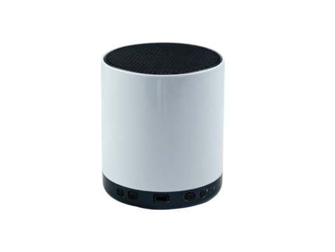 Modern audio speaker, white isolate background