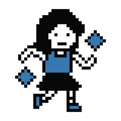 Obraz premium Pixel cartoon exercise run 8bit character woman girl run running jog cardio lifestyle decor life style female jog marathon exercise 8 bit vector.