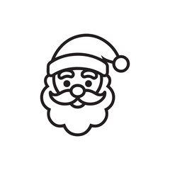 Simple Line Art Santa Claus Head Icon for Christmas