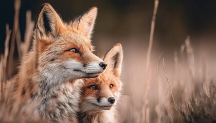 Fototapeta premium Adorable Mother'S Day Greeting Card Featuring Foxes And Hand-Drawn Best Mom Message - Perfect For Showing Appreciation To Mom.