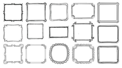 A set of hand drawn decorative frames, perfect for adding a vintage or retro touch to any design. vintage, ornament,  art, drawing, sketch, template, antique, card,