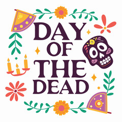 Day of the Dead typography text vector illustration
