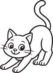 Cute cartoon kitten stretching playfully with a happy expression