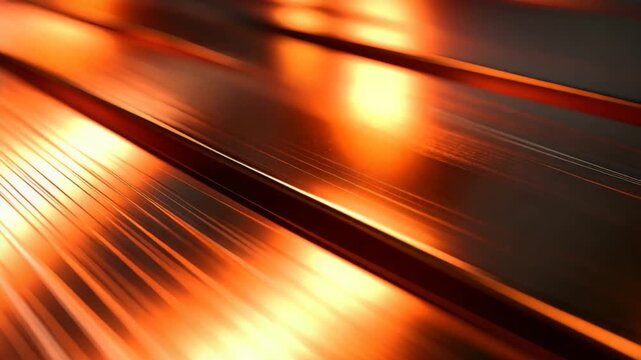 Copper metal strips illuminated