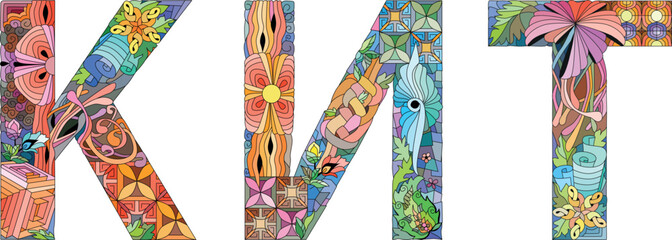 Word WHALE in Russian. Vector zentangle object for decoration