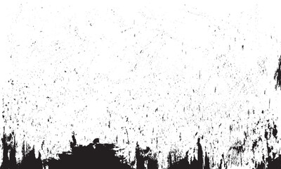 Abstract grunge texture overlay. Damaged, scratched, rough, grainy effect. Brush strokes, paint splatter and ink drip texture. Vector illustration