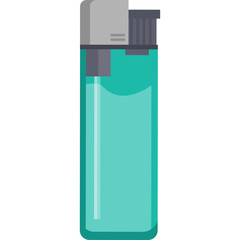 Turquoise Plastic Lighter With Gray And Black Top On A Transparent Background