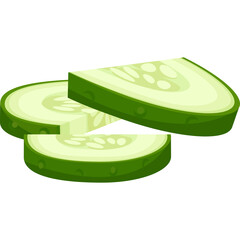 Three Sliced Green Cucumbers With White Seeds And Bumps On A Transparent Background Detailed Pixel...