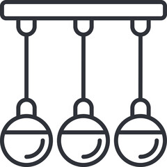 Three Spheres Hanging From A Horizontal Bar Against A Transparent Background With A Simple Outline Style Representing A Kinetic Sculpture Or Mobile