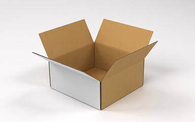 Open cardboard box ready for packing and shipping, perfect for e-commerce, moving, or storage needs, durable and versatile packaging solution