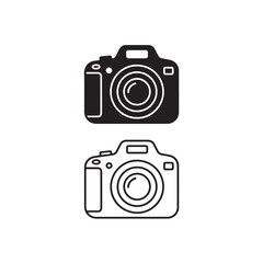 DSLR Camera Icon Minimal Flat Vector
