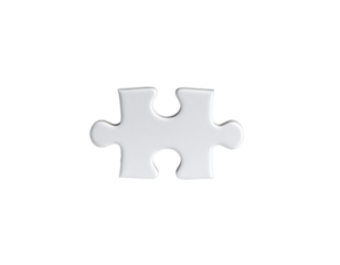 Isolated white jigsaw puzzle piece on a dark background