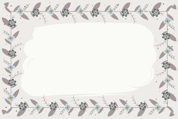 Frame made of flowers and leaves on beige. Great as a greetings card, for a love message, for a wedding and so on.