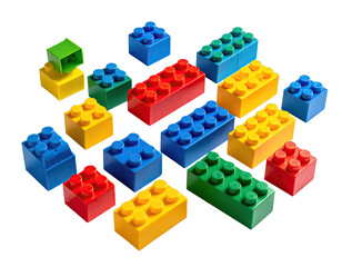 Obraz premium Colorful, interconnected building blocks on black background