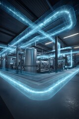 Naklejka premium hydrogen energy production facility sustainable future concept