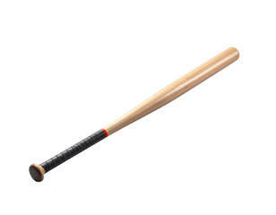 Wooden baseball bat with grip, laid diagonally