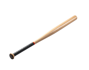 Wooden baseball bat with grip, laid diagonally
