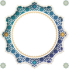 Elegant Islamic Design Frame with Intricate Geometric Patterns and Blank Space