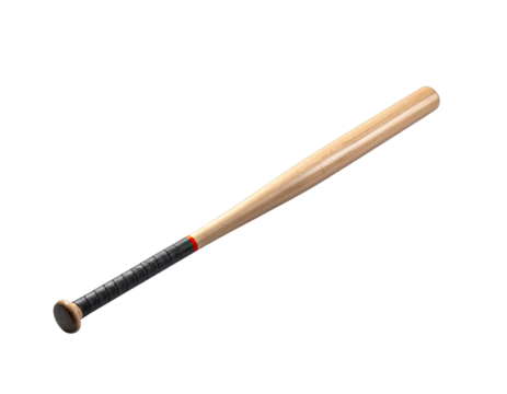Wooden baseball bat with grip, laid diagonally