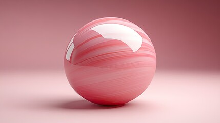 Pink glossy sphere with swirling lines on a pink background.