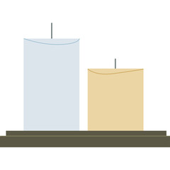 Two Scented Candles of Different Sizes and Colors Placed on a Dark Wooden Stand With White Background and Transparent Effect