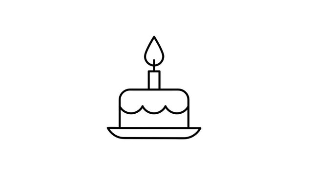 Birthday Cake Icon, a birthday cake in an outline icon style.