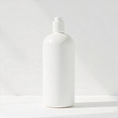 3D render of shampoo plastic bottle, white label space, isolated on white background, realistic shadow