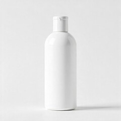 3D render of shampoo plastic bottle, white label space, isolated on white background, realistic shadow