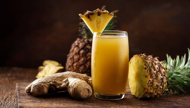 refreshing nigerian zobo drink with pineapple and ginger presentation