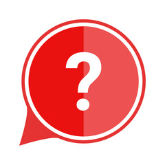 Red Speech Bubble Icon with White Question Mark for Help, Inquiry, and Support UI Elements